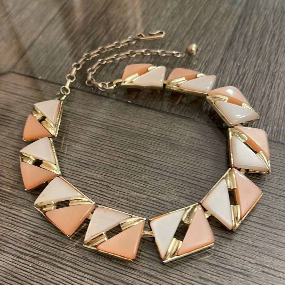 Vintage Thermoset Peach & White Rectangle Links